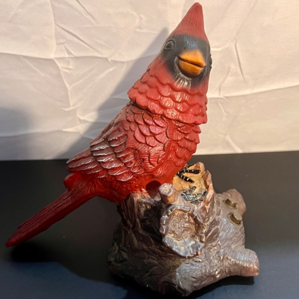 Video Vintage Gemmy 6.5in Singing Cardinal Figurine Red Motion Sensor Sound Bird